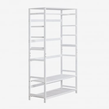 Krauford Bamboo Wood Open Wardrobe White Wood - Sklum