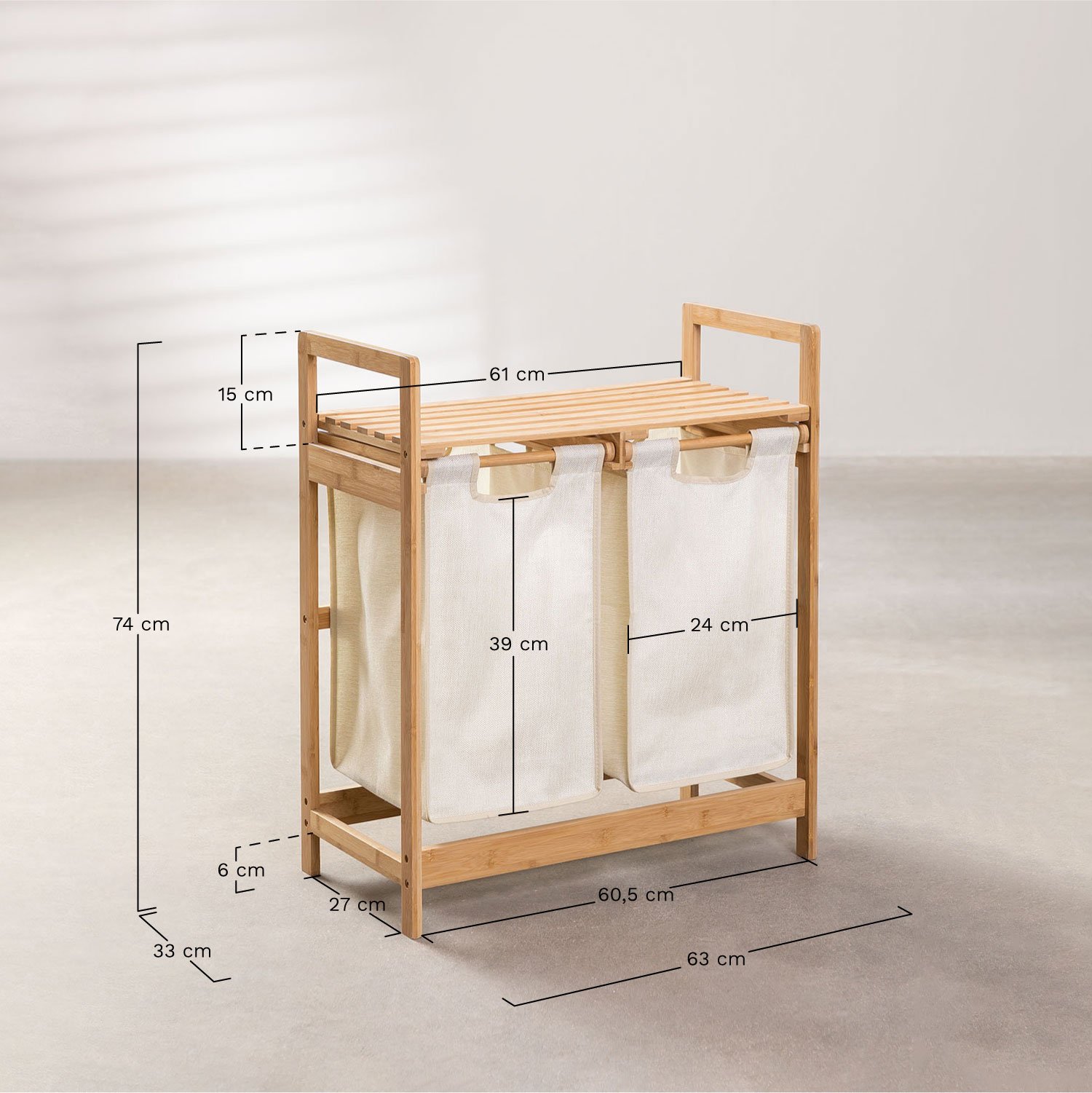 Joesh Bamboo Laundry Basket, medidas