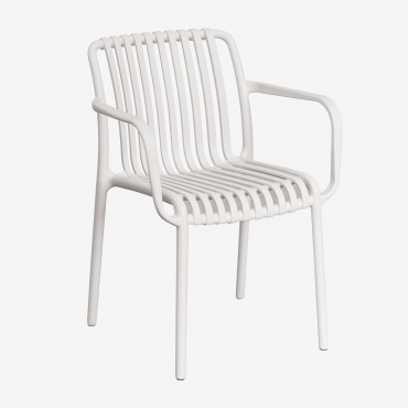 Pack Of 4 Wendell Polypropylene Garden Chairs With Armrests Gardenia White - Sklum