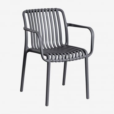 Pack Of 2 Wendell Polypropylene Dining Chairs With Armrests Grey Graphite - Sklum