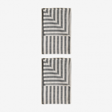 Set Of 2 Edouard Cotton Kitchen Towels Grey Anthracite - Sklum