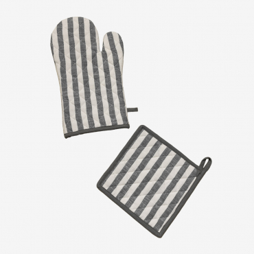 Edouard Oven Glove And Cloth Set Grey Anthracite - Sklum