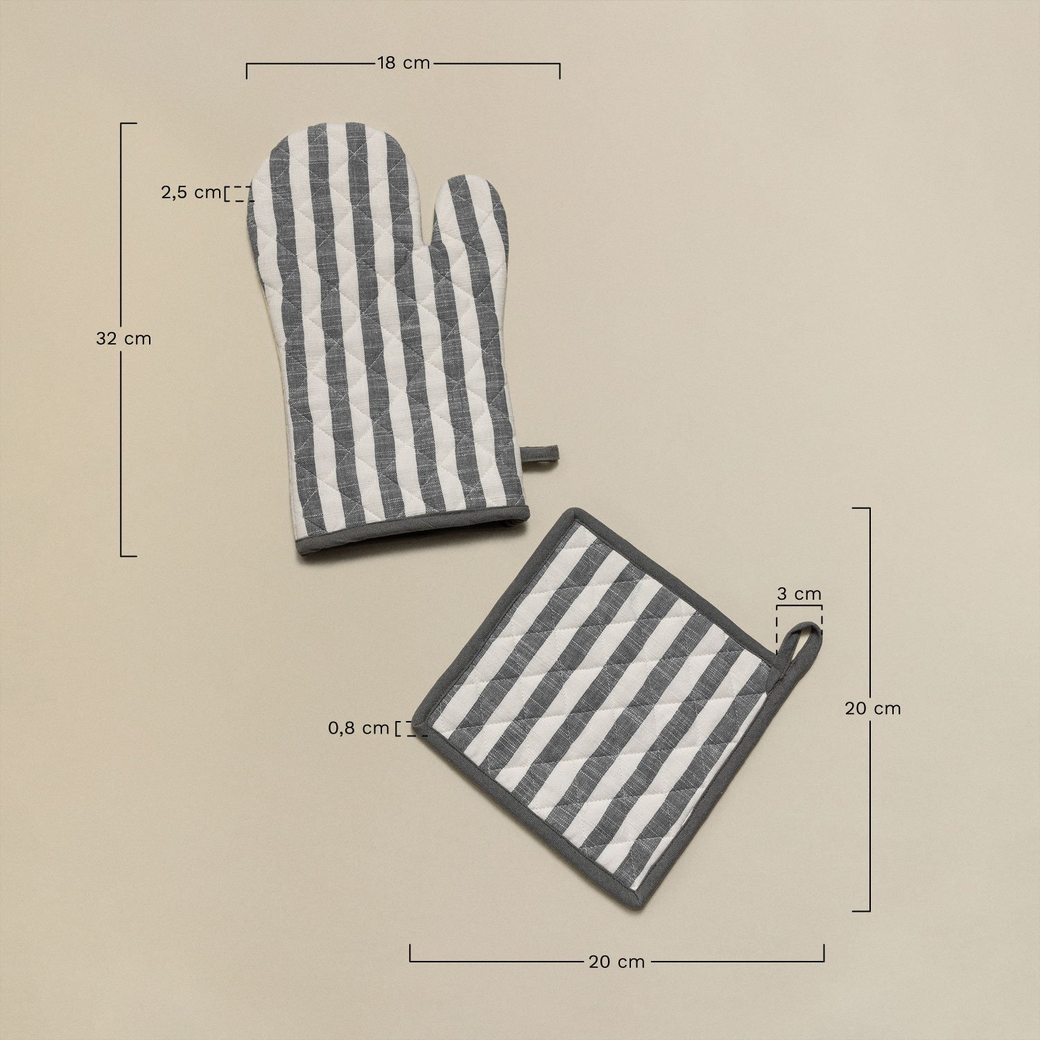 Edouard oven glove and cloth set, medidas