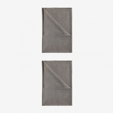 Set Of 2 Dasiel Cotton Kitchen Towels Dark Grey - Sklum