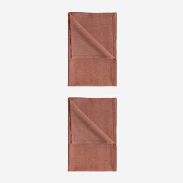 Set Of 2 Dasiel Cotton Kitchen Towels Terracota - Sklum