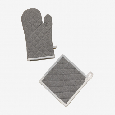 Dasiel Oven Glove And Cloth Set Dark Grey - Sklum