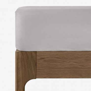 Lesia 180-thread Count Percale Cotton Fitted Sheet Light Grey & Bed 150cm (150 X 200 X 40 Cm) - Sklum