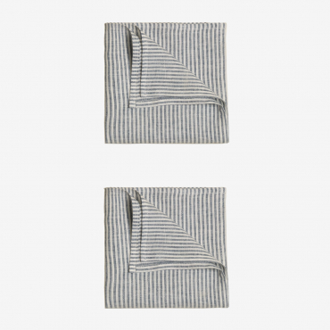 Set Of 2 Karepa Linen And Cotton Napkins Blue Fog - Sklum