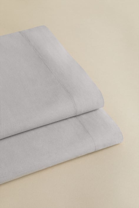 Lesia 180 thread count percale cotton top sheet - Light Grey
