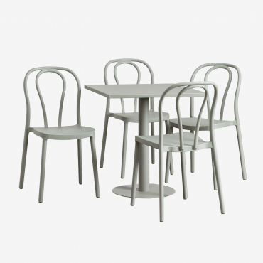 Mizzi Square Table 70x70 Cm And 4 Garden Chairs Set Green Khaki - Sklum