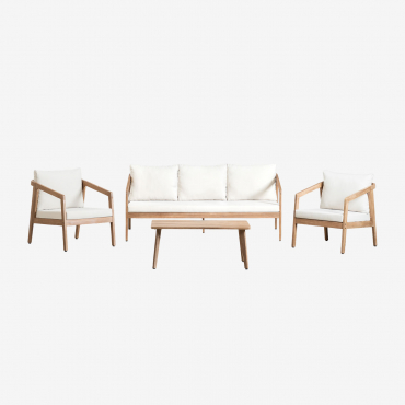 Kaela Acacia Wood Living Room Set 3 Seater - Sklum