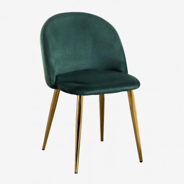 Pack Of 4 Kana Velvet Dining Chairs Jungle Green & Golden - Sklum
