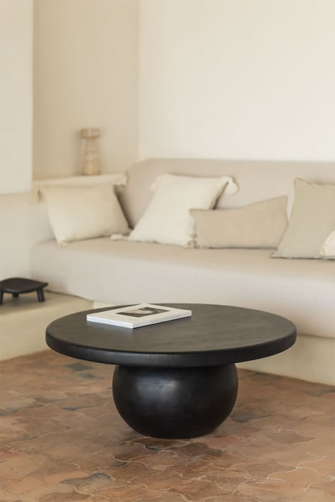 Round coffee table Ø90 cm in mango wood Dalen - Plain Black
