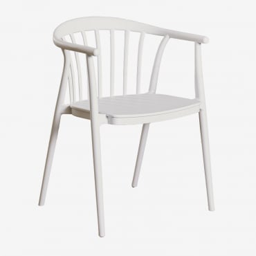 Ivor Stackable Dining Chair With Armrests In Polypropylene Gardenia White - Sklum
