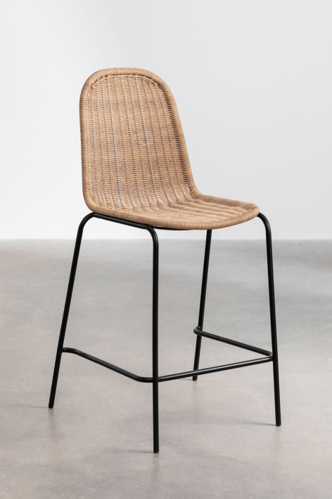 High stool 65 cm stackable in wicker Reiven - Black