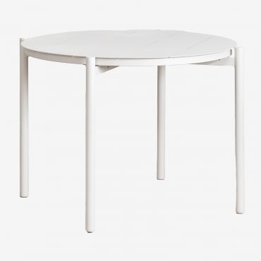 Round Garden Table Ø110 Cm In Aluminum Elton Gardenia White - Sklum