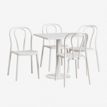 Square 70x70 Cm Table Set With 4 Mizzi Garden Chairs Gardenia White - Sklum