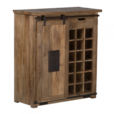 Cabinet With Wine Rack For 18 Bottles In Mango Wood Uain Mango Wood - Sklum
