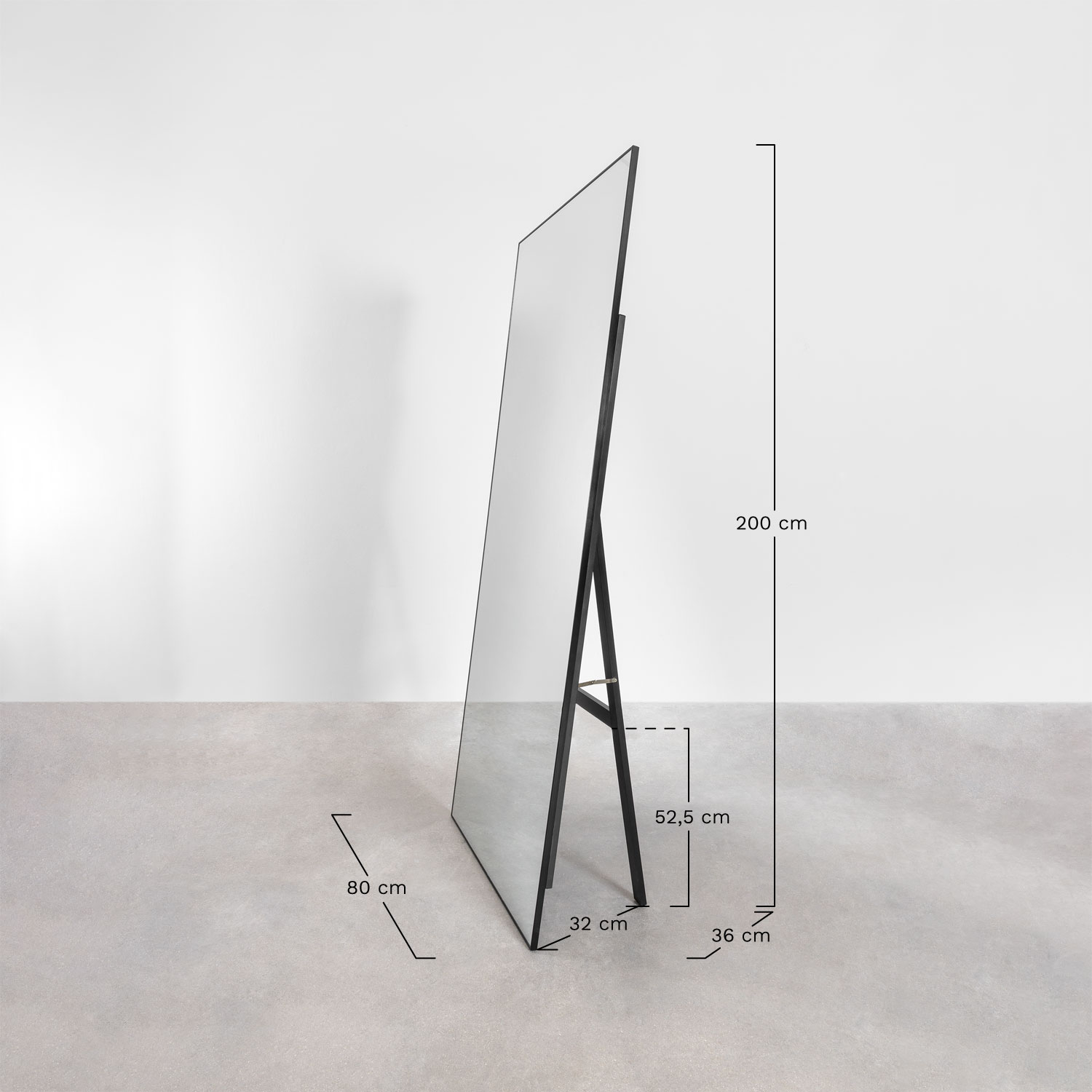 Zastron aluminum floor mirror 80x200 cm, medidas