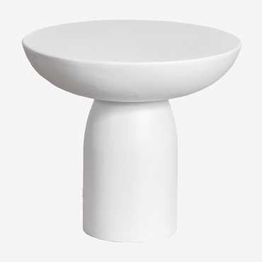 Zenadia Round Side Table Ø50 Cm In Cement White - Sklum