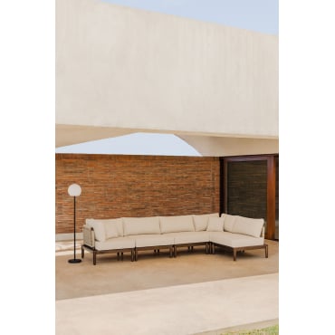 Giulia 5-piece Modular Garden Corner Sofa In Acacia Beige Cream - Sklum