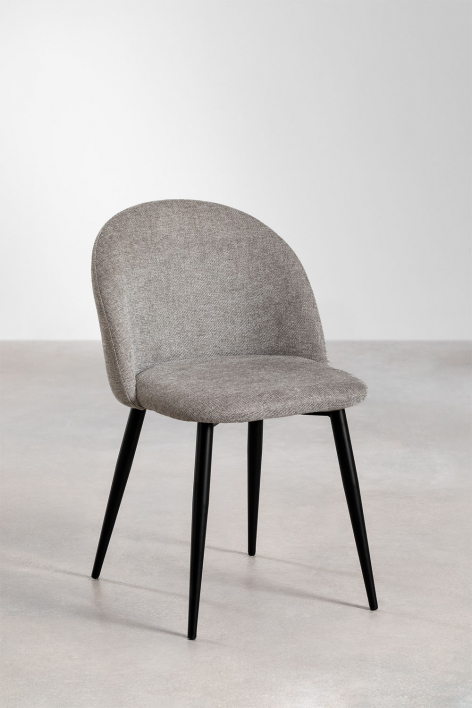 Pack of 2 upholstered dining chairs in steel Kana - Fabric Sand Brown