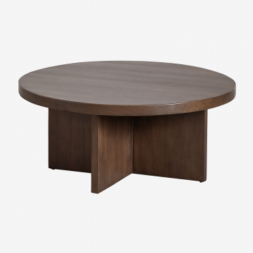 Leidam Round Coffee Table Ø80 Cm In Mindi Wood Brown Dark Brown Wood - Sklum
