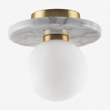 Round Ceiling Light Ø20 Cm In Marble And Glass Eustace Marble - Sklum