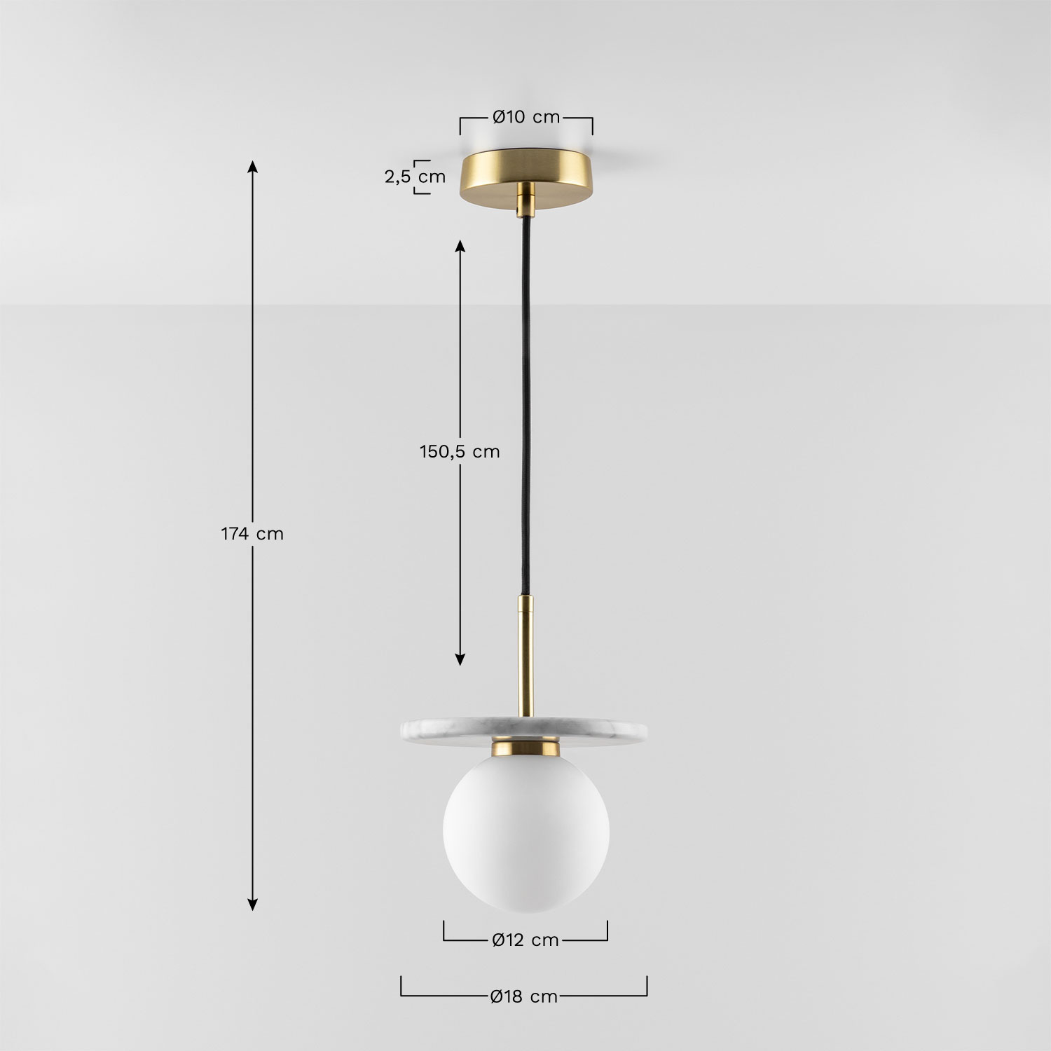 Eustace Marble and Crystal Ceiling Lamp , medidas