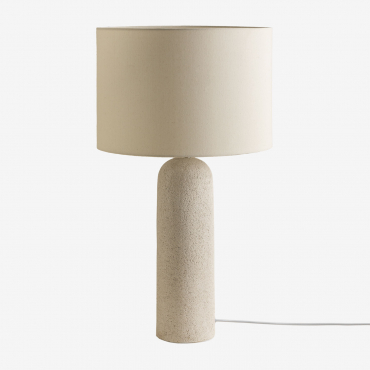 Table Lamp In Linen And Fiberglass Otile White - Sklum