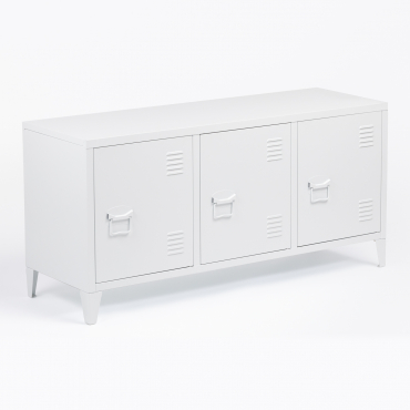 Pohpli Steel Locker Tv Cabinet Gardenia White - Sklum