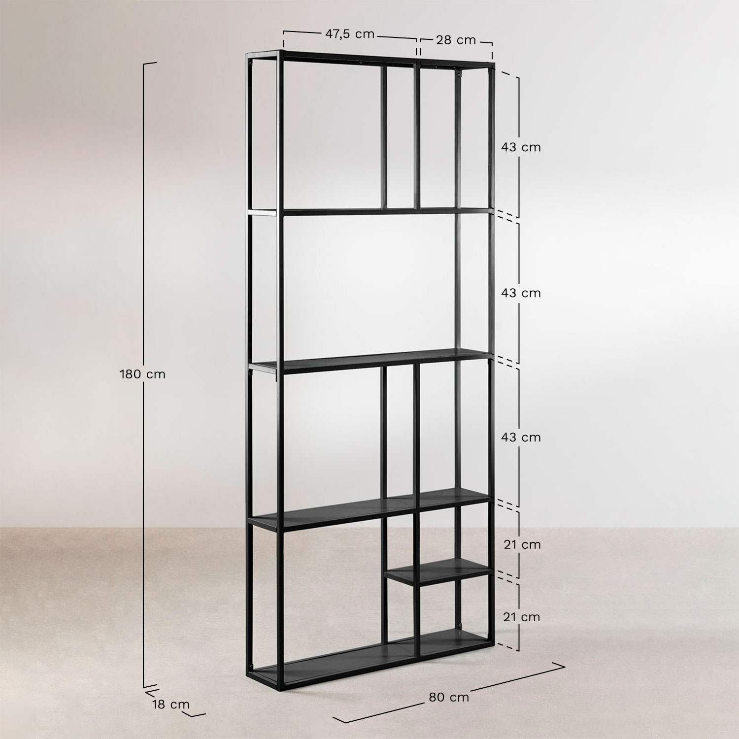 Thura 80 cm Wall Modular Shelf in Steel, medidas