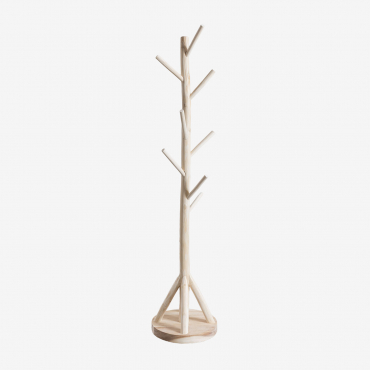 Aimar Teak Wood Standing Coat Rack Rustic Wood - Sklum