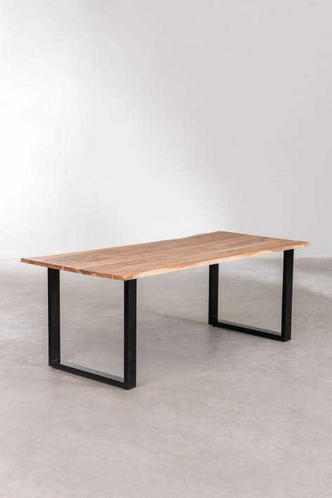 Rectangular dining table in Sami acacia wood - Black