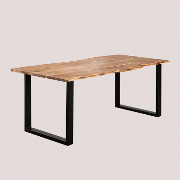 Rectangular Dining Table In Sami Acacia Wood Black & 210 X 100 Cm - Sklum