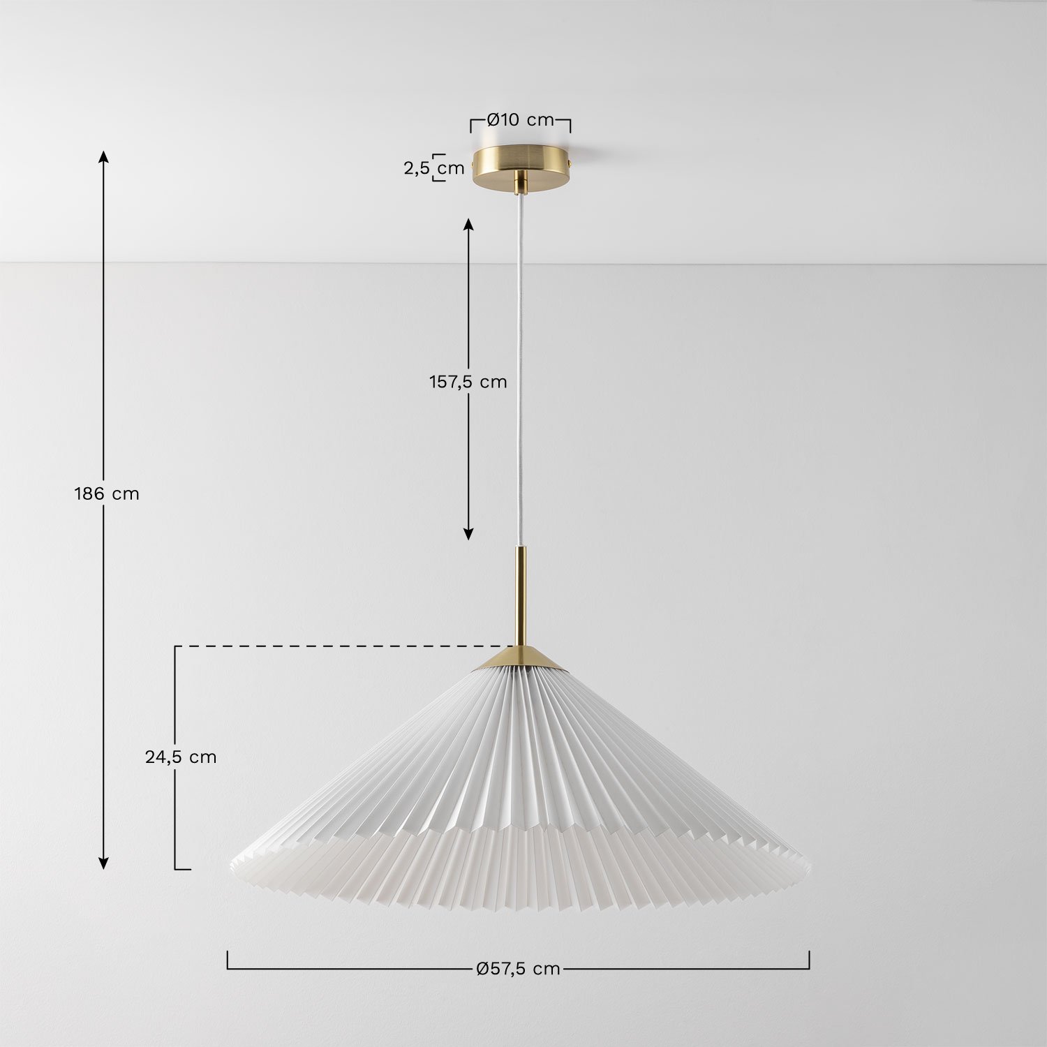 Margalida Metal and Fabric Ceiling Lamp, medidas