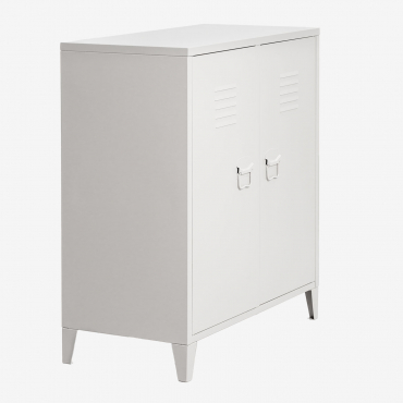 Pohpli Steel 2 Door Locker Sideboard Gardenia White - Sklum