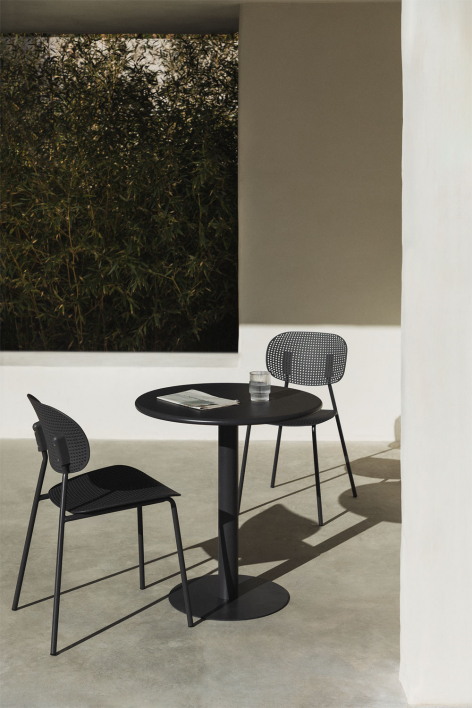 Mizzi Ø70 cm round table set and 2 Tupah garden chairs in polypropylene and iron