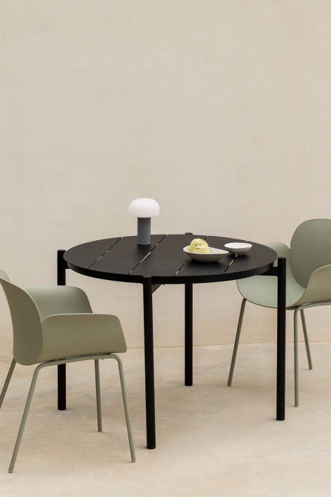 Round garden table Ø110 cm in aluminum Elton - Carbon Black