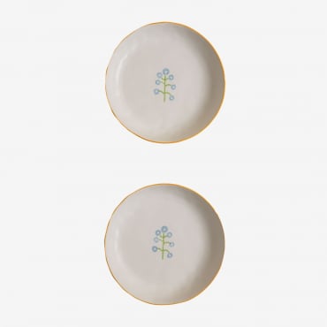 Set Of 2 Marneda Stoneware Soup Plates Multicolor Classic - Sklum