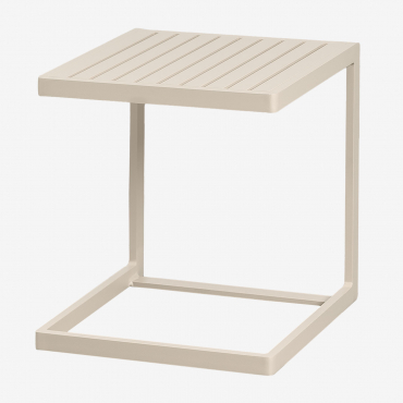 Square 40x40 Cm Aluminum Dulem Garden Side Table Tapioca Beige - Sklum