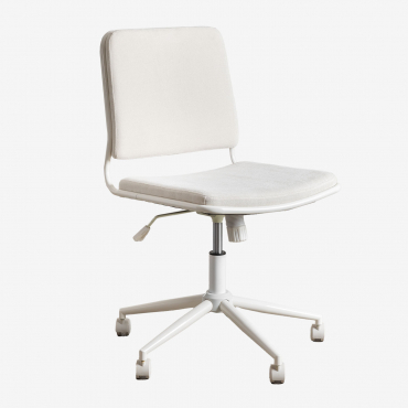 Veiga Office Chair With Wheels Fabric Cream Beige - Sklum