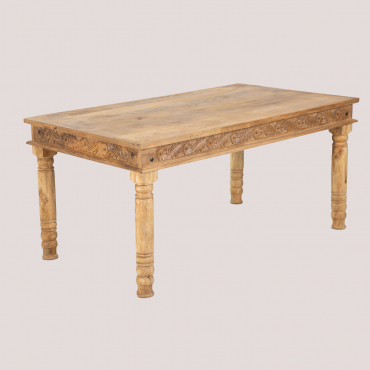 Rectangular Dining Table 160x90 Cm In Taraz Mango Wood Natural Wood - Sklum