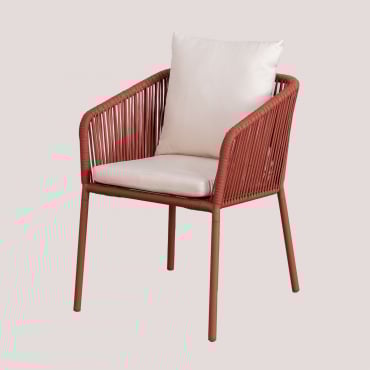 Pack Of 2 Arhiza Classic Garden Chairs With Aluminum Armrests And Braided Rope Red Roof Tile - Sklum
