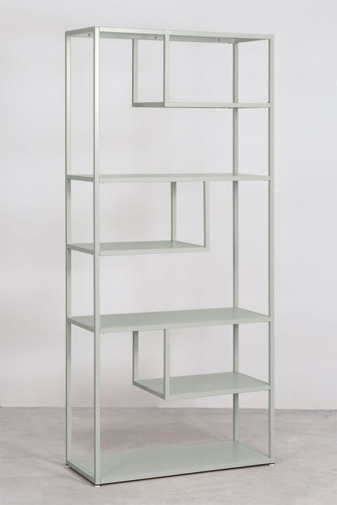 Thura 85x190 cm steel bookcase - Green Khaki
