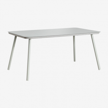 Rectangular Garden Table 160x90 Cm In Glass And Aluminium Arhiza Green Khaki - Sklum