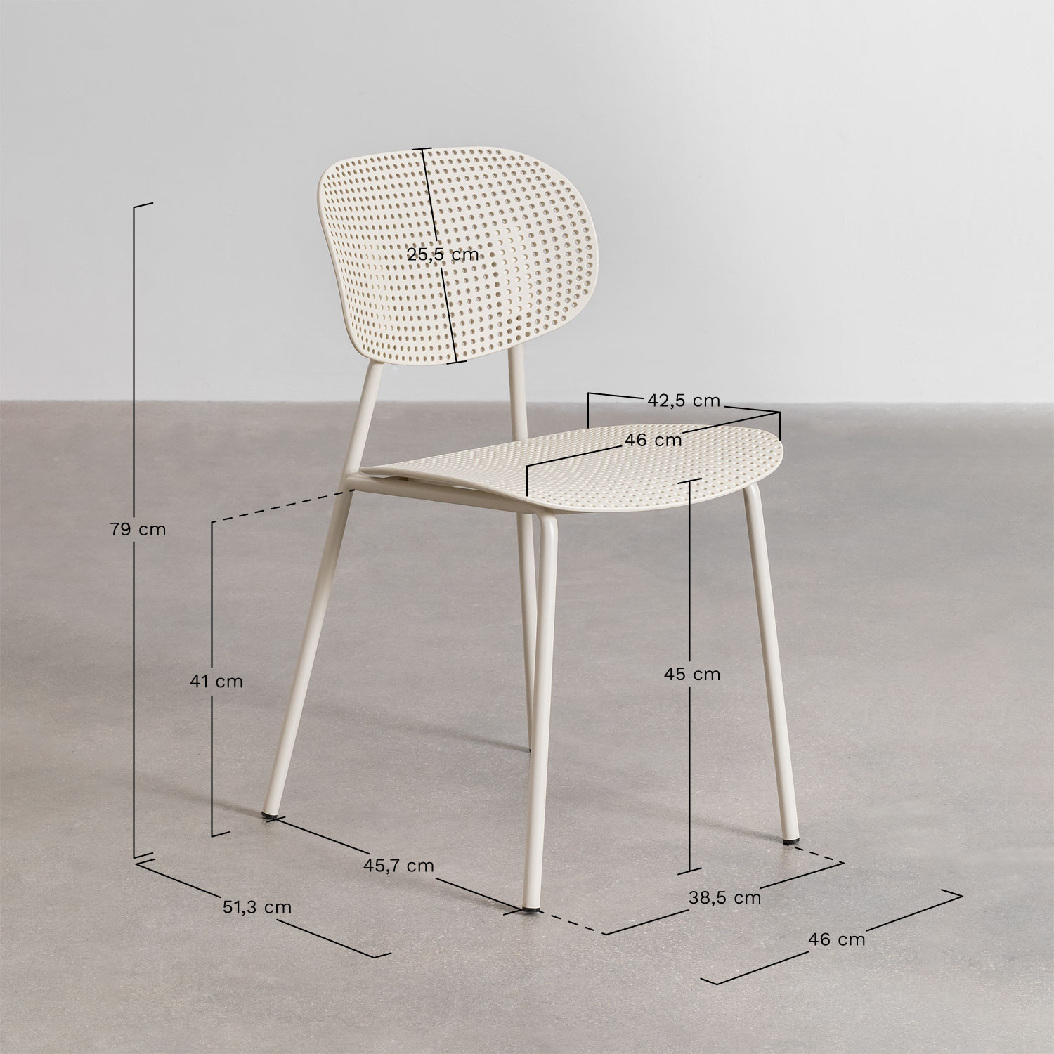 Valerie Round Aluminum Table Set (Ø100 cm) and 4 Tupah Garden Chairs, medidas