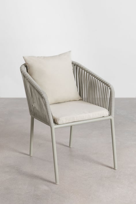 Pack of 2 dining chairs with armrests in braided rope Arhiza Classic - Green Khaki