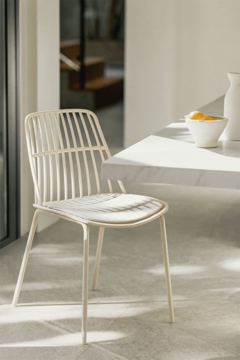 Maeba polypropylene and steel dining chair - Tapioca Beige