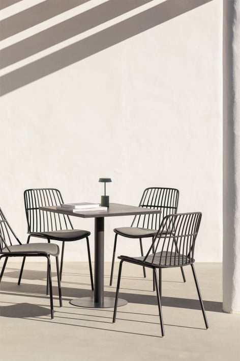 Mizzi 70x70 cm square table set and 4 Maeba garden chairs